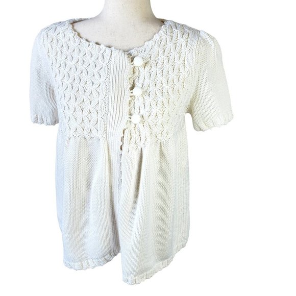 INC International Concepts Sweaters - 𝅺INC Winter White Cream Knit Sweater Empire Waist Short Sleeve XL
